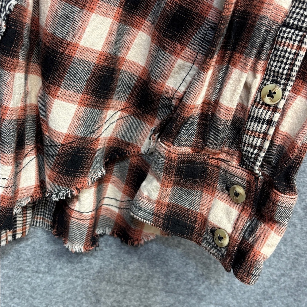 We The Free Wild Fire Plaid Button-Down oversized  collard Shirt M - Picture 5 of 13